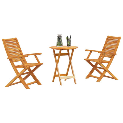 Set Bistro Pieghevole 3 pcs Marrone Legno di Acacia Massello | homemem39