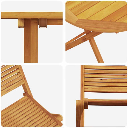 Set Bistro Pieghevole 3 pcs Marrone Legno di Acacia Massello