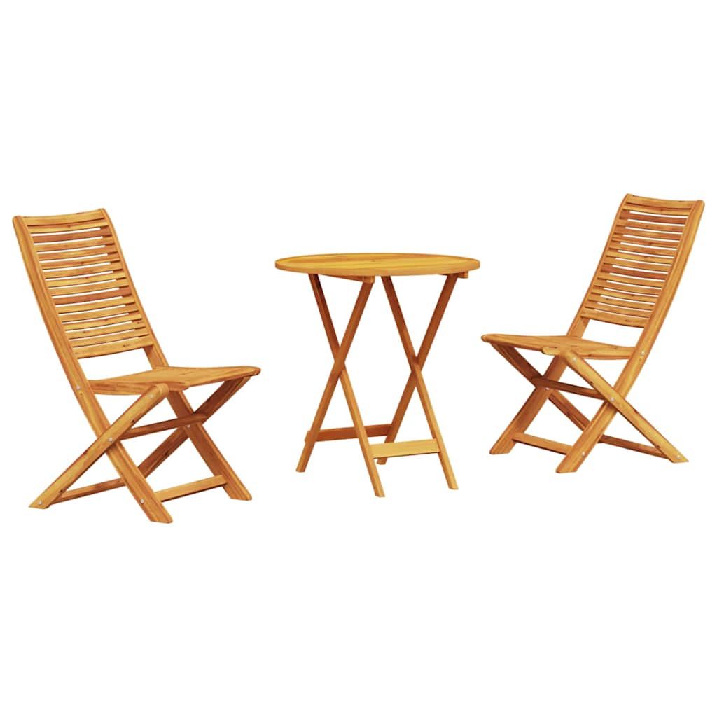 Set Bistro Pieghevole 3 pcs Marrone Legno di Acacia Massello