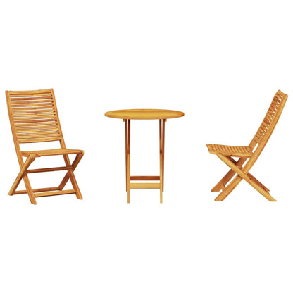 Set Bistro Pieghevole 3 pcs Marrone Legno di Acacia Massello