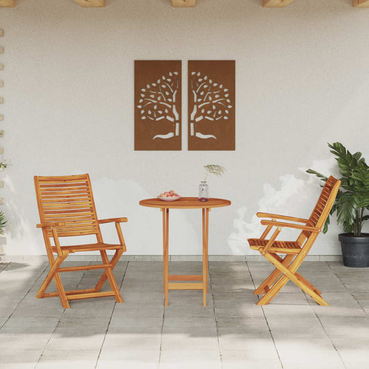 Set Bistro Pieghevole 3 pcs Marrone Legno di Acacia Massello | homemem39