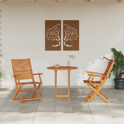 Set Bistro Pieghevole 3 pcs Marrone Legno di Acacia Massello