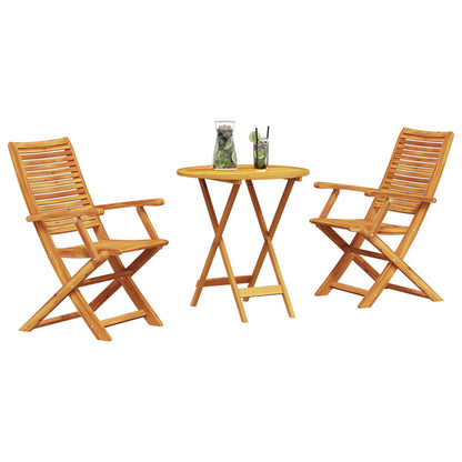 Set Bistro Pieghevole 3 pcs Marrone Legno di Acacia Massello | homemem39