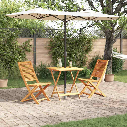 Set Bistro Pieghevole 3 pcs Marrone Legno di Acacia Massello