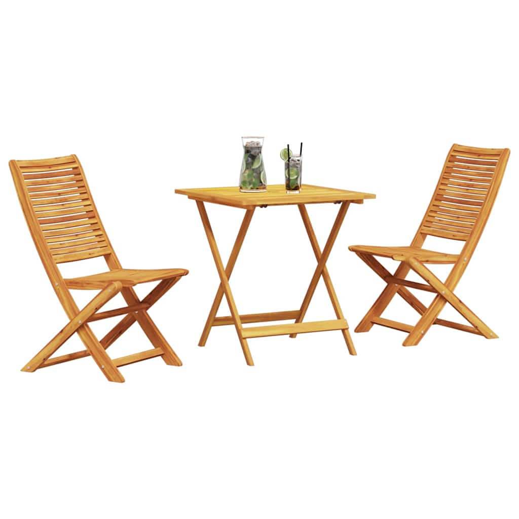 Set Bistro Pieghevole 3 pcs Marrone Legno di Acacia Massello