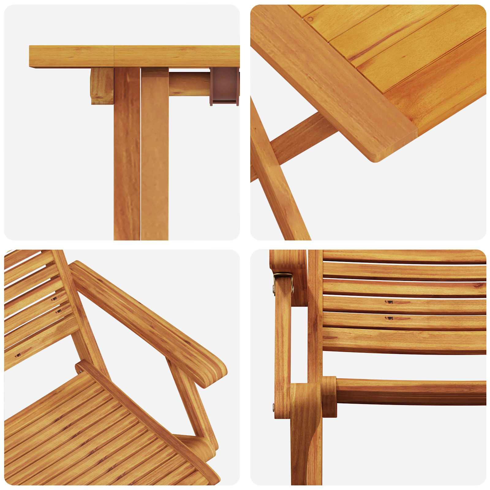 Set Bistro Pieghevole 3 pcs Marrone Legno di Acacia Massello | homemem39