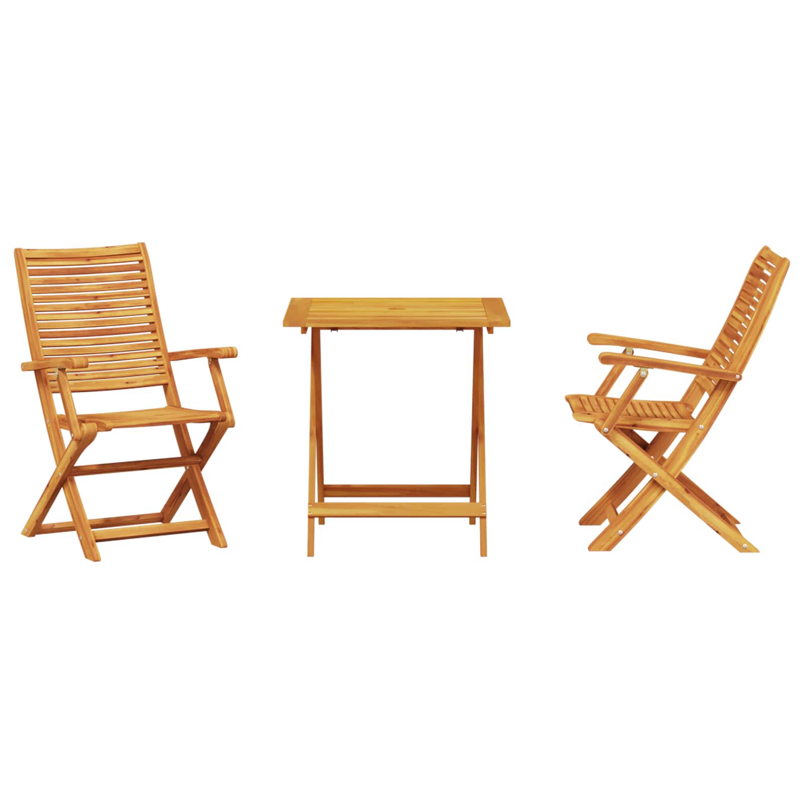 Set Bistro Pieghevole 3 pcs Marrone Legno di Acacia Massello | homemem39
