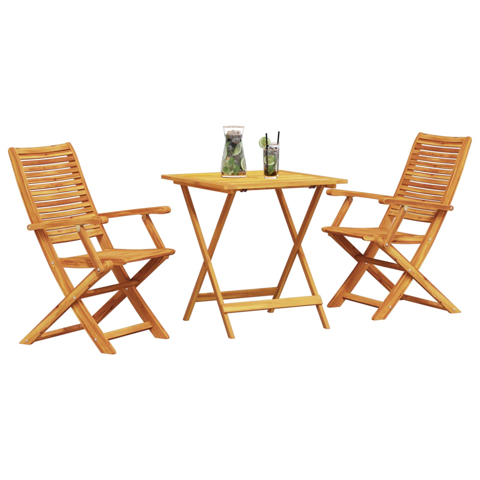 Set Bistro Pieghevole 3 pcs Marrone Legno di Acacia Massello | homemem39