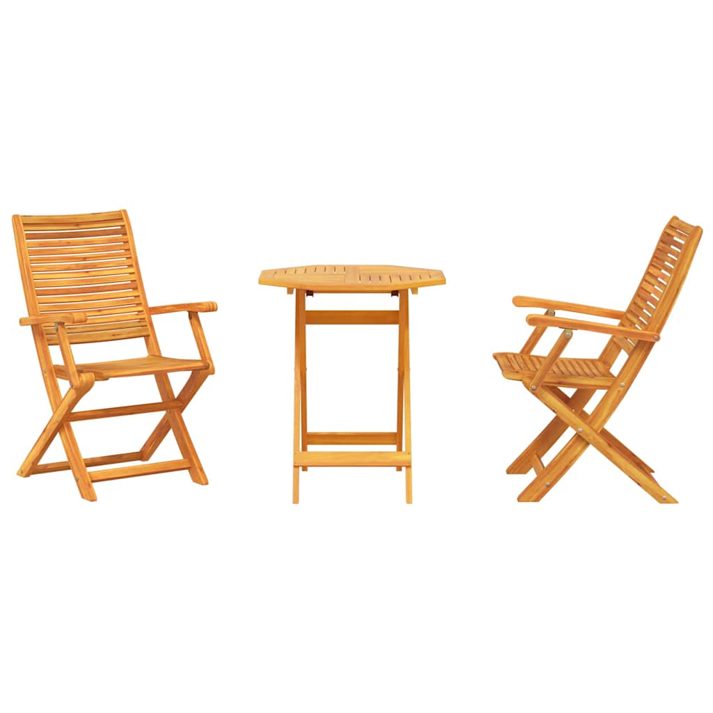 Set Bistro Pieghevole 3 pcs Marrone Legno di Acacia Massello | homemem39
