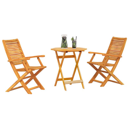 Set Bistro Pieghevole 3 pcs Marrone Legno di Acacia Massello