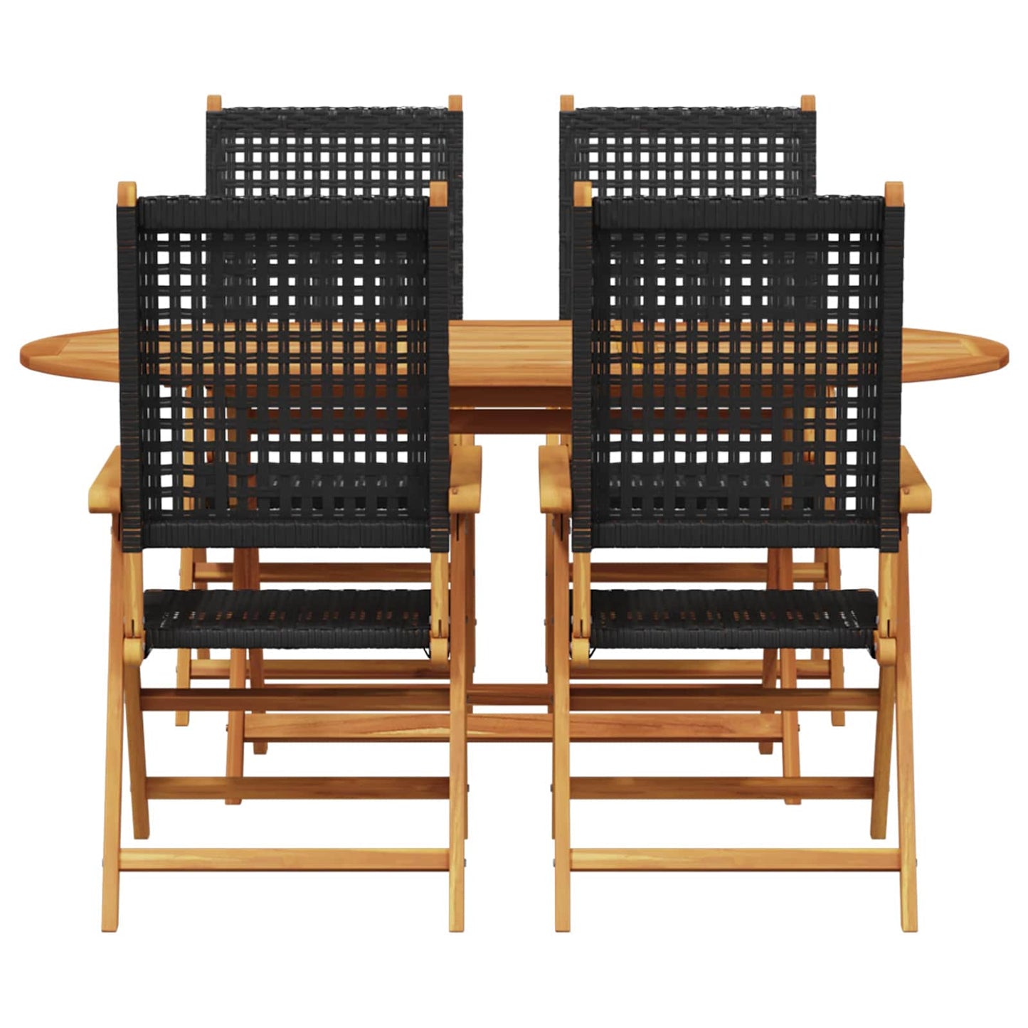 Set da Pranzo per Giardino 5 pcs Nero Legno di Acacia Massello