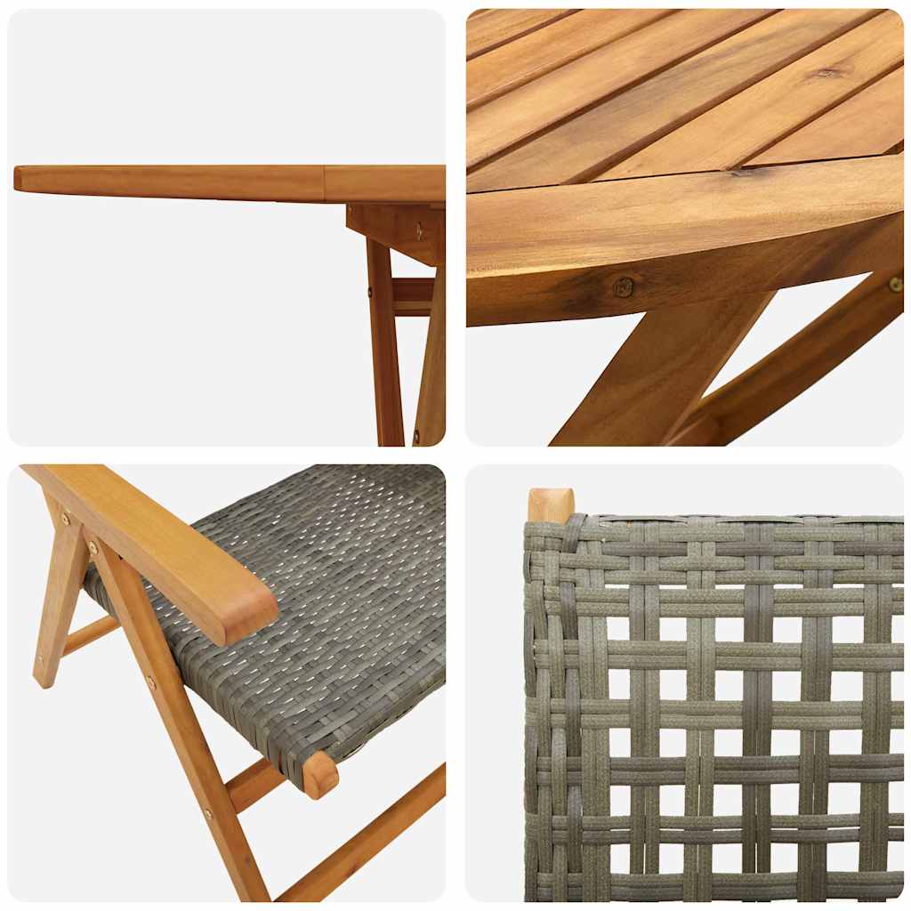 Set da Pranzo per Giardino 5 pcs Grigio - homemem39