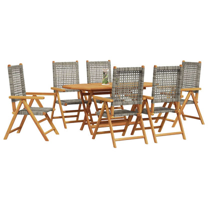 Set da Pranzo per Giardino 7 pcs Grigio
