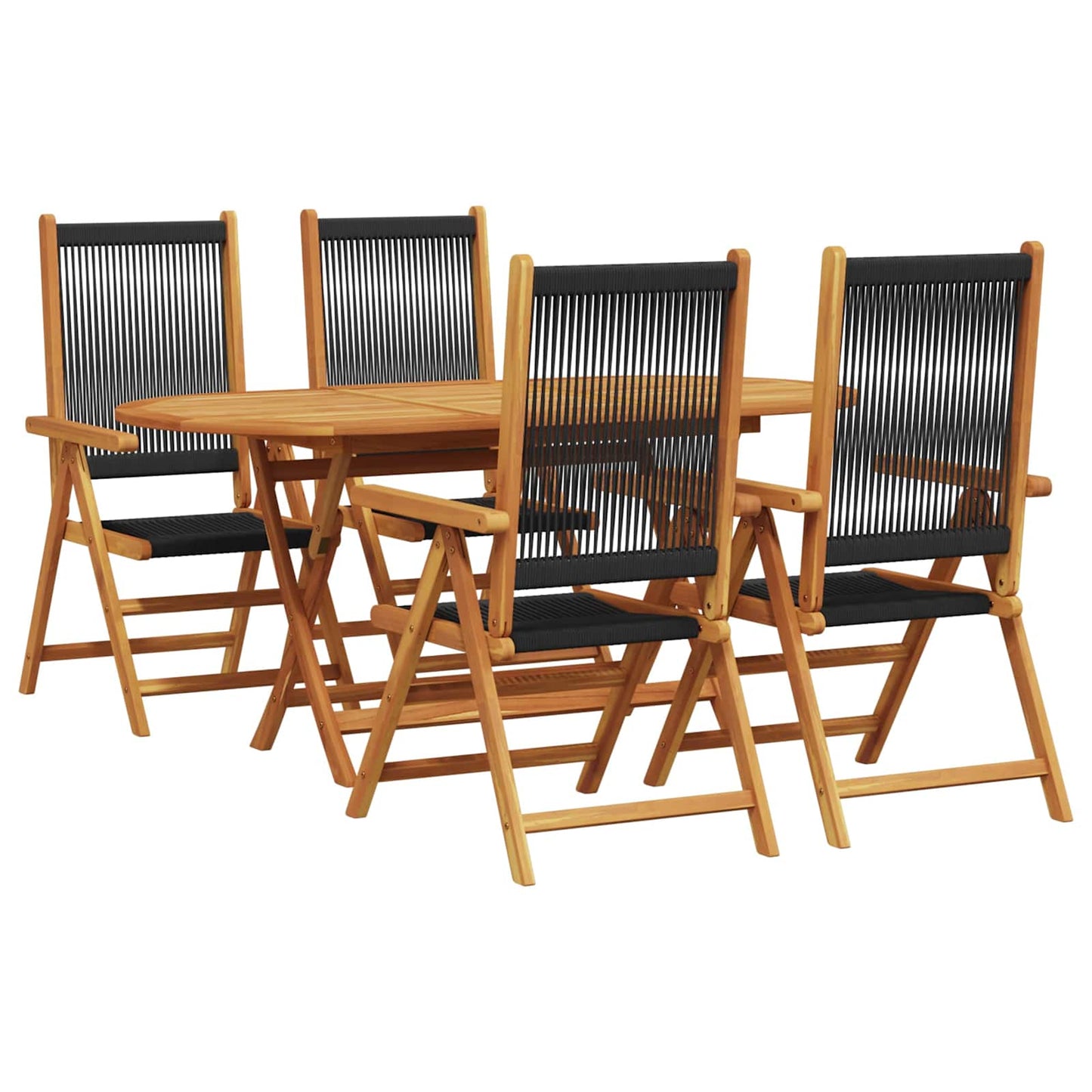 Set da Pranzo per Giardino 5 pcs Nero Legno di Acacia Massello