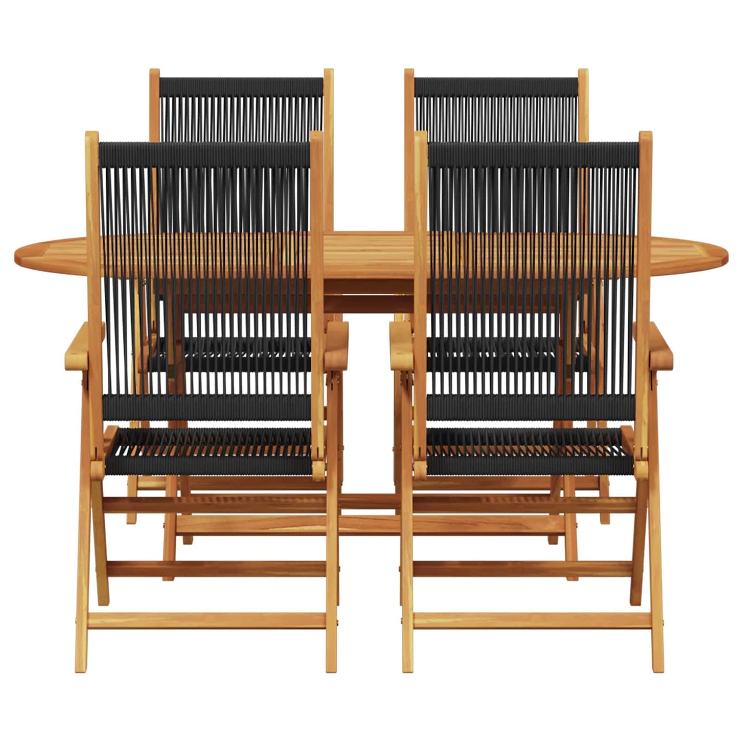Set da Pranzo per Giardino 5 pcs Nero Legno di Acacia Massello