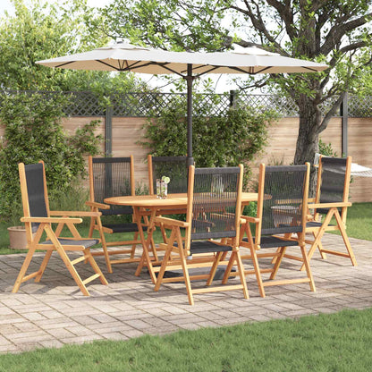 Set da Pranzo per Giardino 7 pcs Nero Legno di Acacia Massello | homemem39