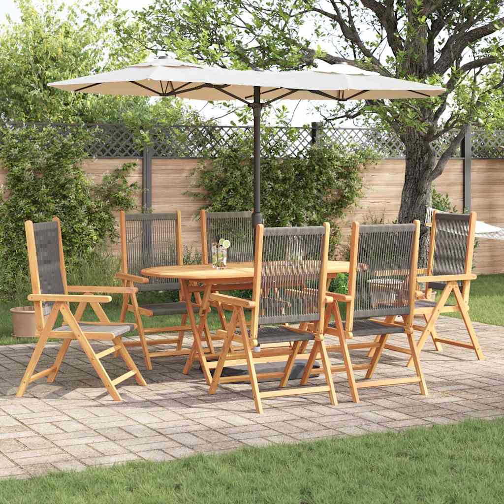 Set da Pranzo per Giardino 7 pcs Grigio - homemem39