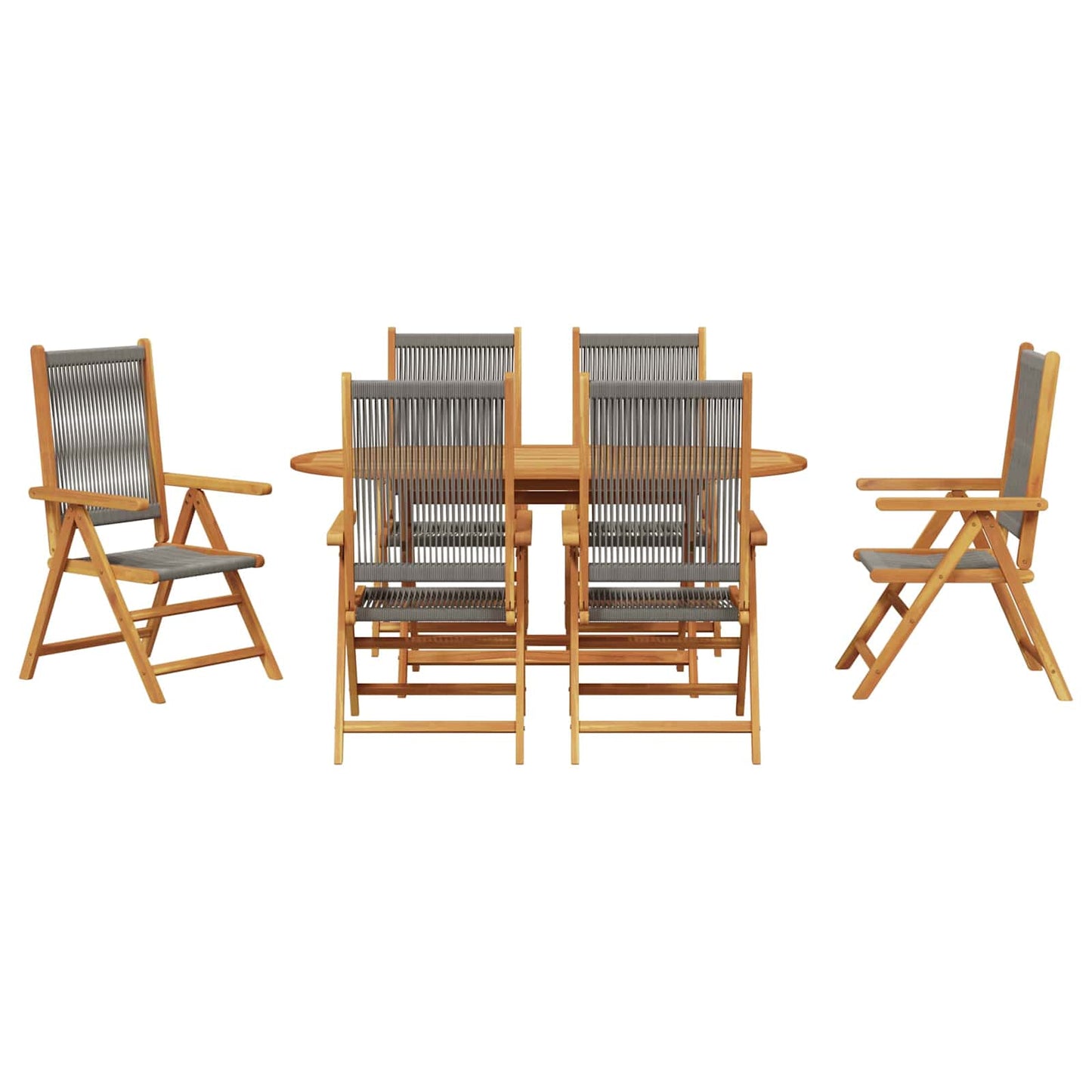 Set da Pranzo per Giardino 7 pcs Grigio | homemem39