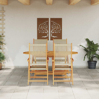 Set da Pranzo per Giardino 5 pcs Beige Legno di Acacia Massello