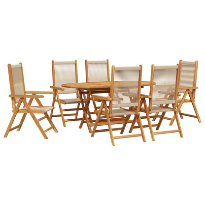 Set da Pranzo per Giardino 7 pcs Beige Legno di Acacia Massello