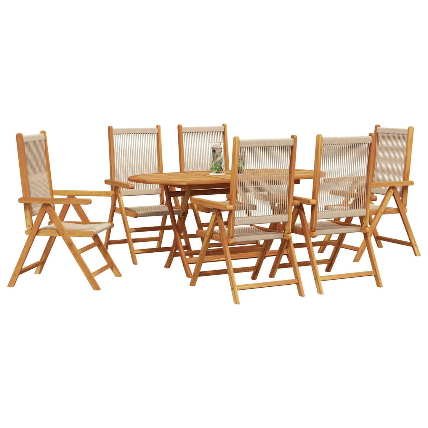 Set da Pranzo per Giardino 7 pcs Beige Legno di Acacia Massello