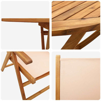 Set da Pranzo per Giardino 5 pcs Beige Legno di Acacia Massello