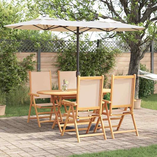 Set da Pranzo per Giardino 5 pcs Beige Legno di Acacia Massello