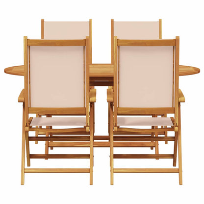 Set da Pranzo per Giardino 5 pcs Beige Legno di Acacia Massello