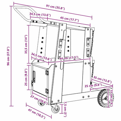 Carrello per saldatura Nero 91 x 47 x 96 cm Acciaio