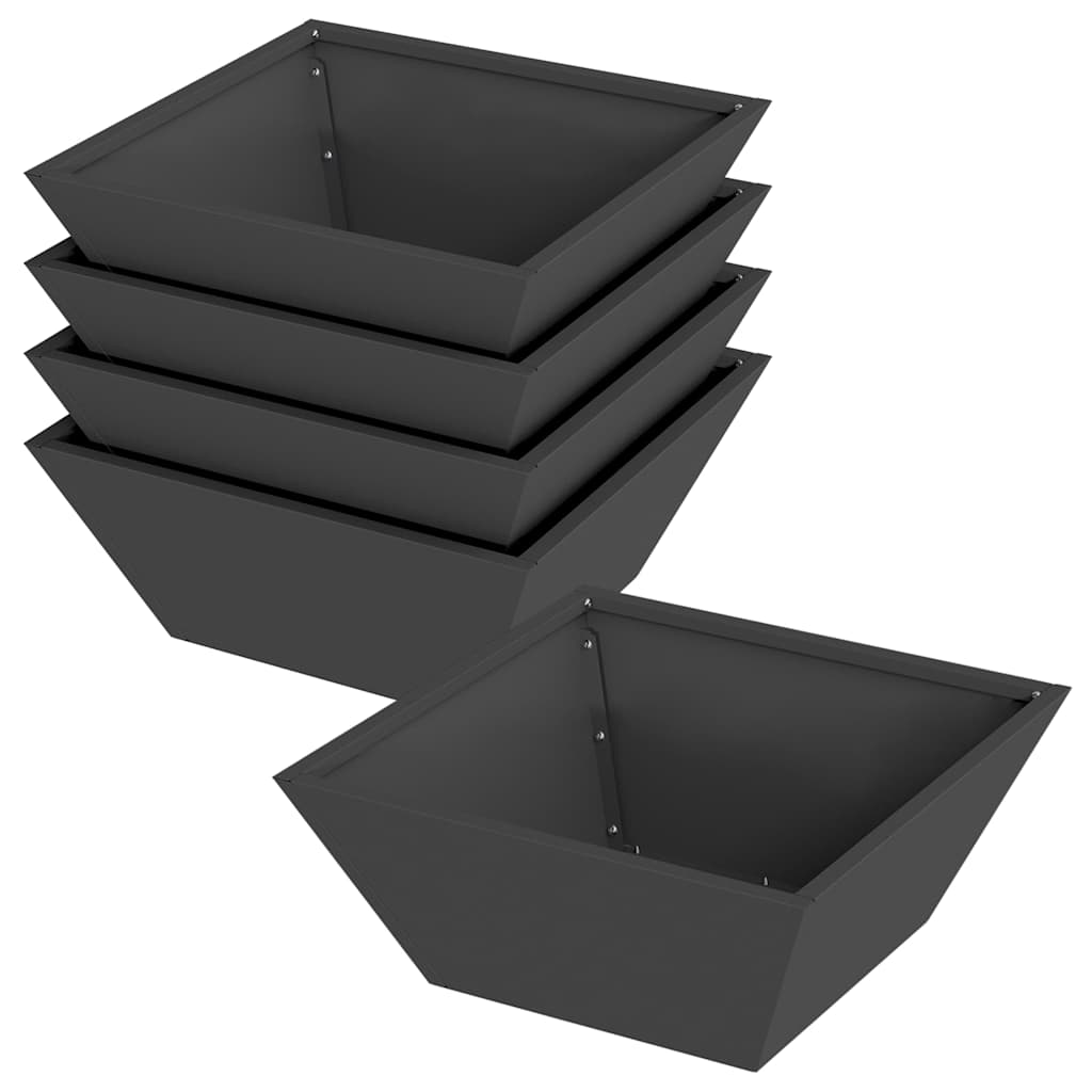 Vaso da giardino 5 pcs Nero 40 x 40 x 15 cm