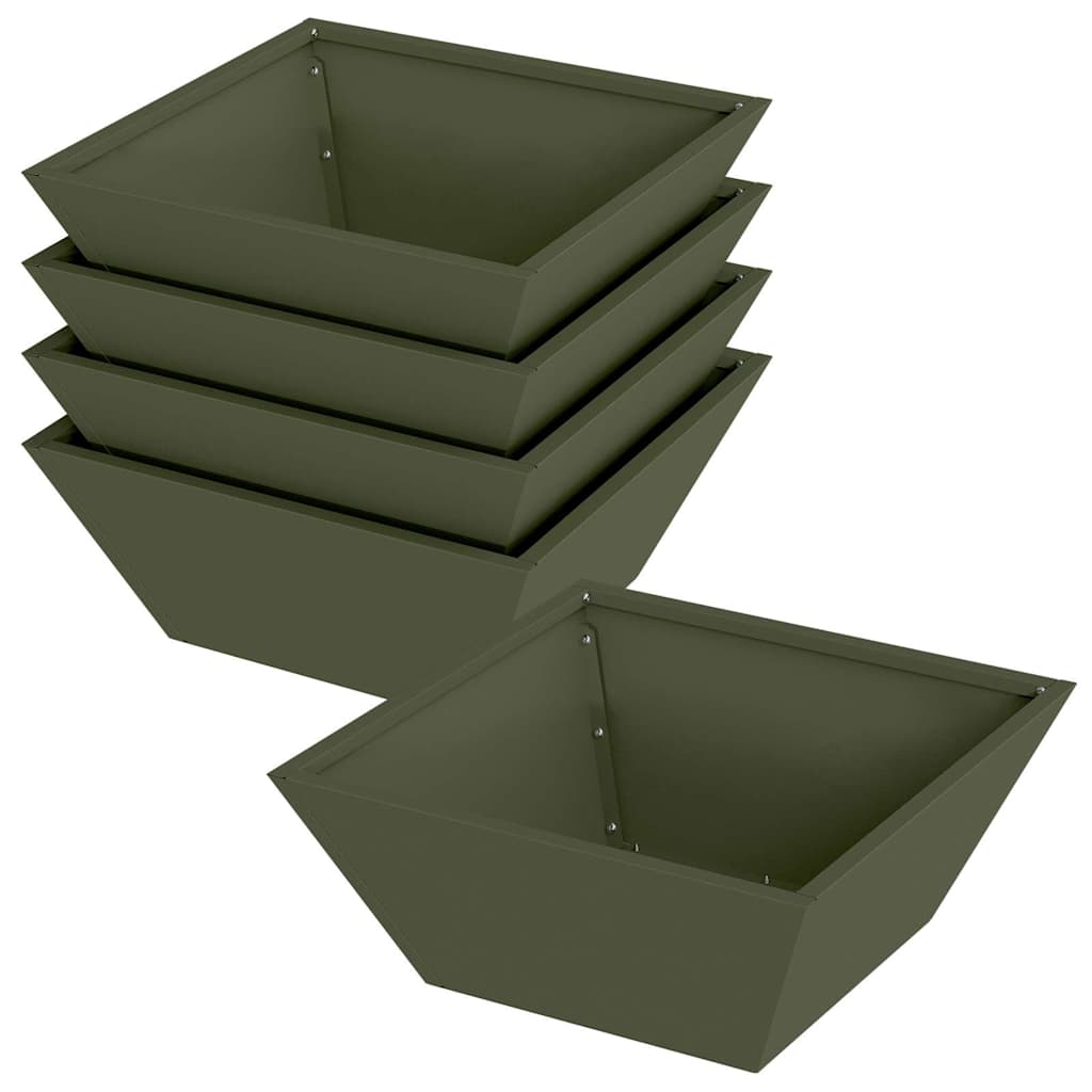 Vaso da giardino 5 pcs Verde oliva 40 x 40 x 15 cm