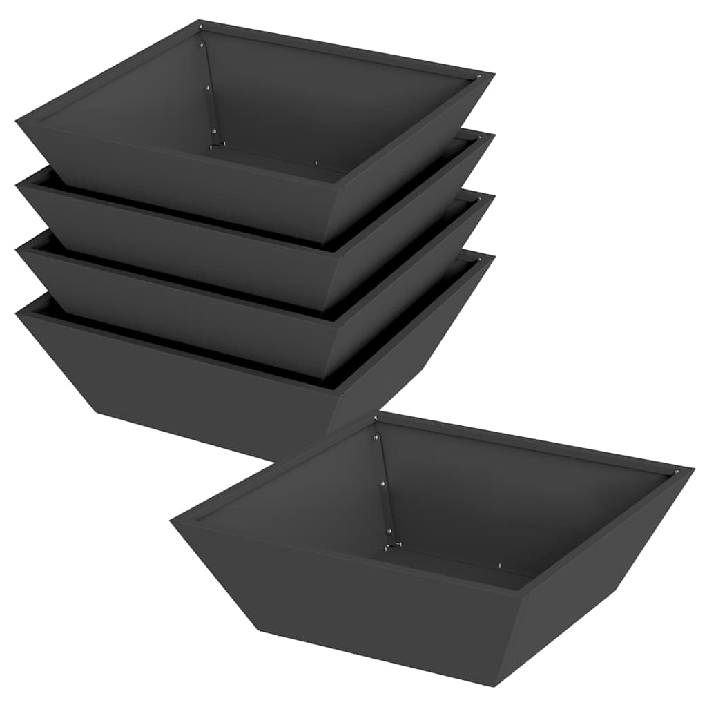 Vaso da giardino 5 pcs Nero 50 x 50 x 15 cm
