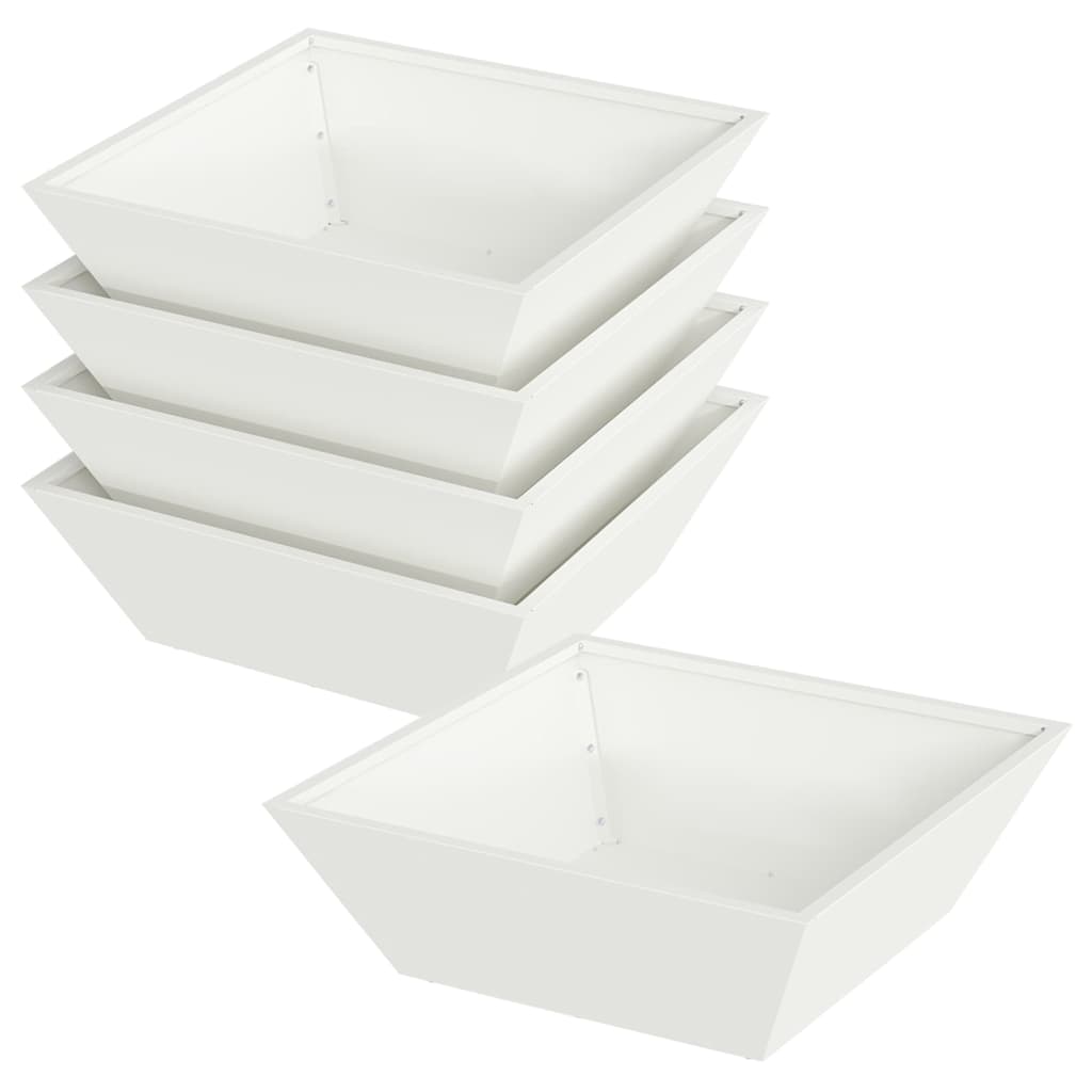 Vaso da giardino 5 pcs Bianco 50 x 50 x 15 cm