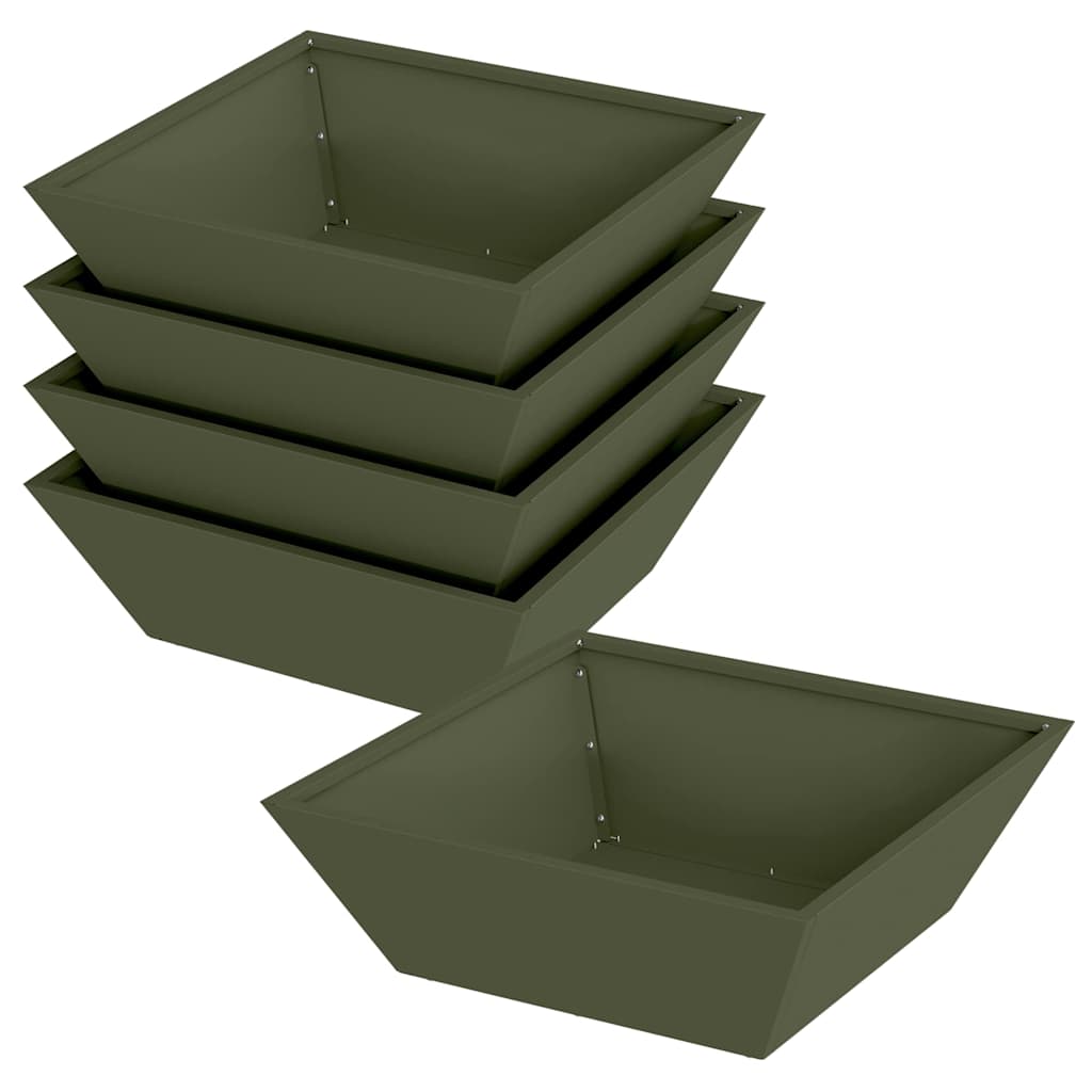 Vaso da giardino 5 pcs Verde oliva 50 x 50 x 15 cm