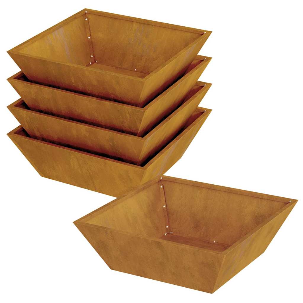 Vaso da giardino 5 pcs Ruggine 50 x 50 x 15 cm