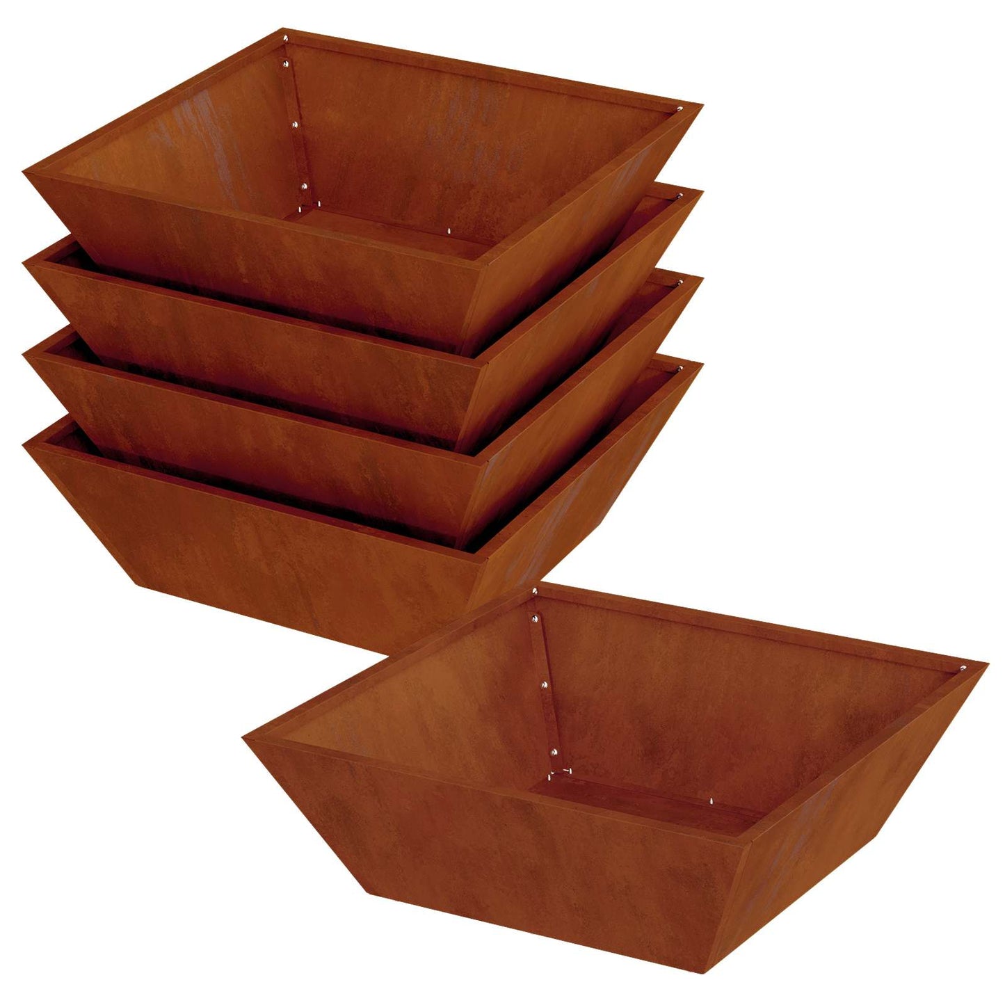 Vaso da giardino 5 pcs Ruggine 50 x 50 x 15 cm | homemem39