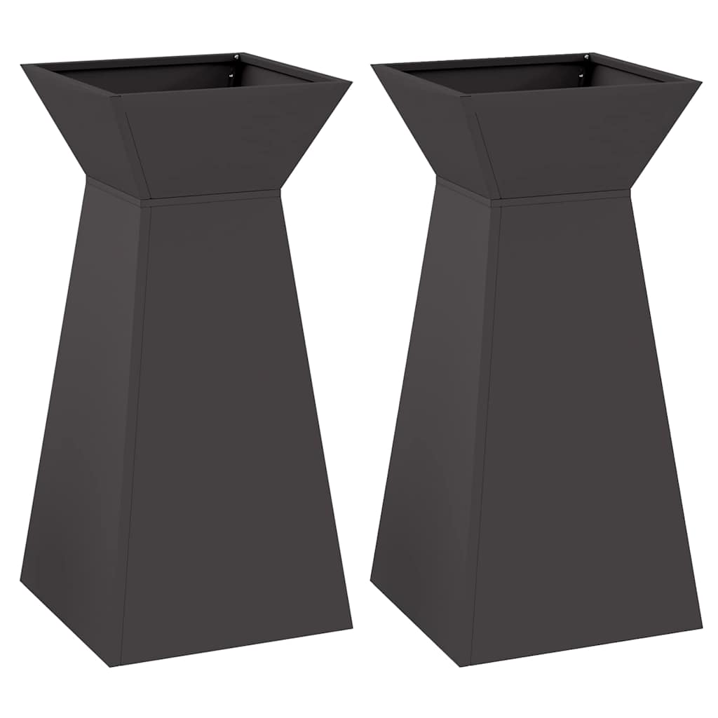 Vaso a Pilastro 2 pcs Nero 35 x 35 x 73 cm