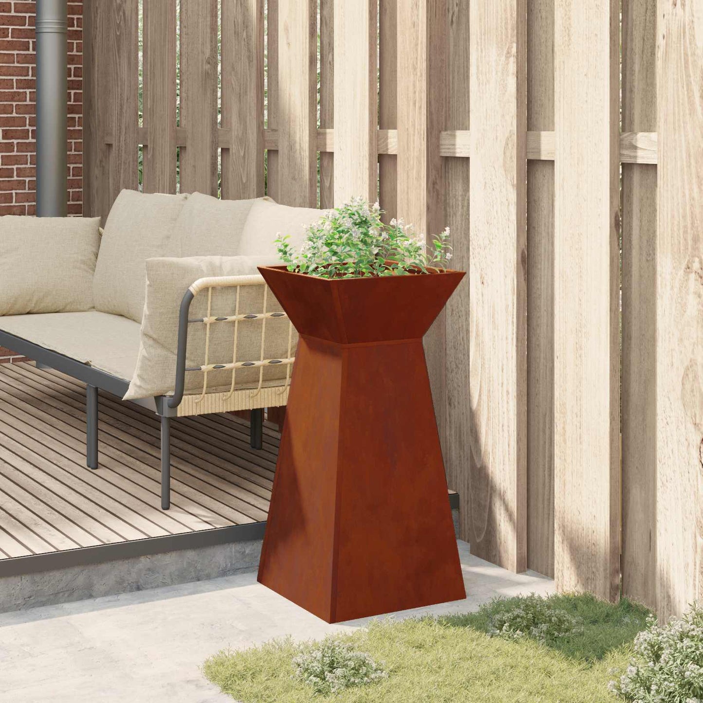 Vaso a Pilastro Argento 35 x 35 x 73 cm | homemem39