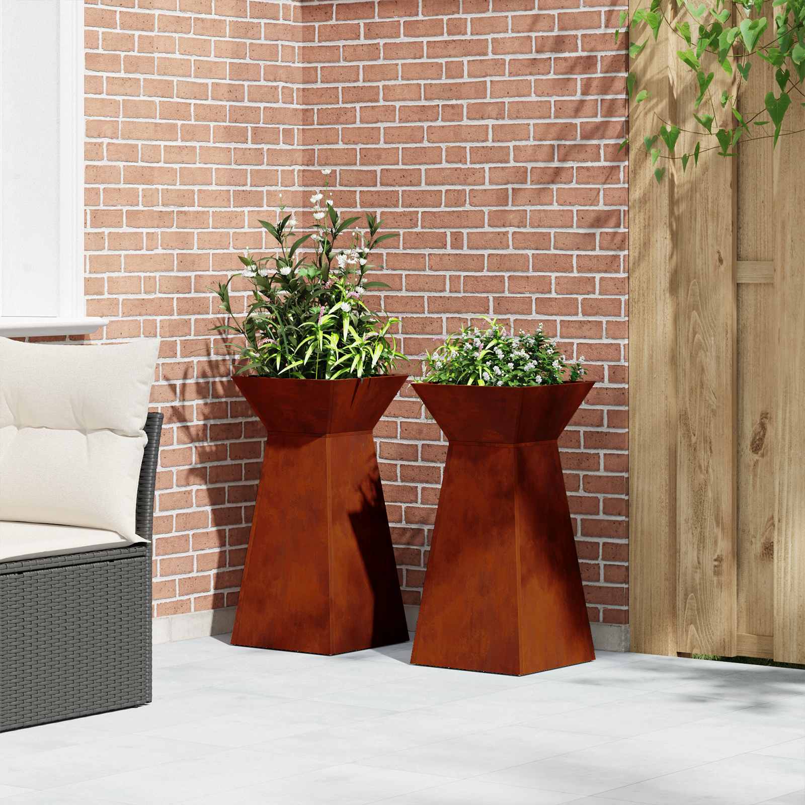 Vaso a Pilastro 2 pcs Argento 35 x 35 x 73 cm | homemem39