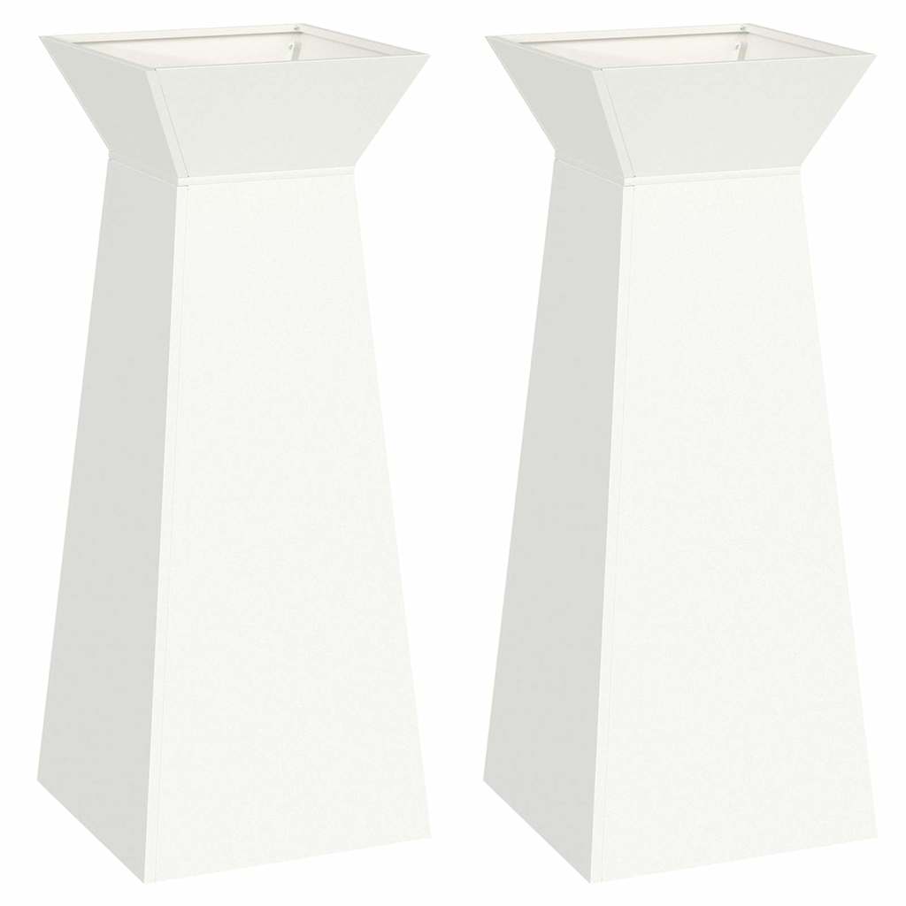 Vaso a Pilastro 2 pcs Bianco 40 x 40 x 100 cm