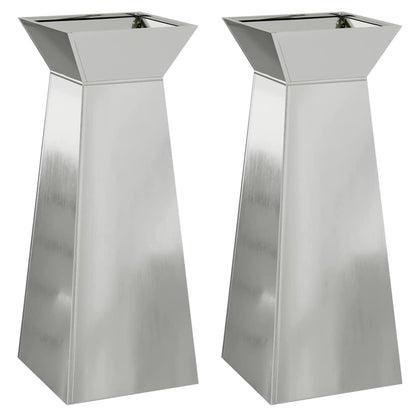 Vaso a Pilastro 2 pcs Argento 40 x 40 x 100 cm