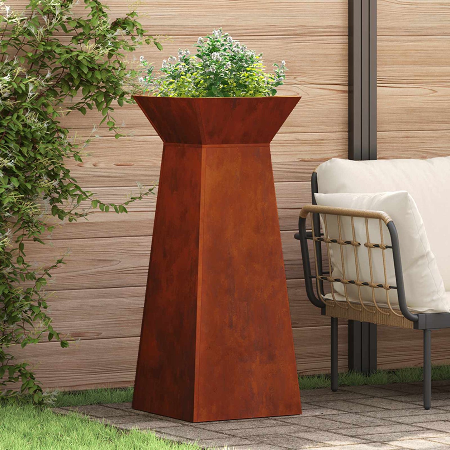 Vaso a Pilastro Argento 40 x 40 x 100 cm