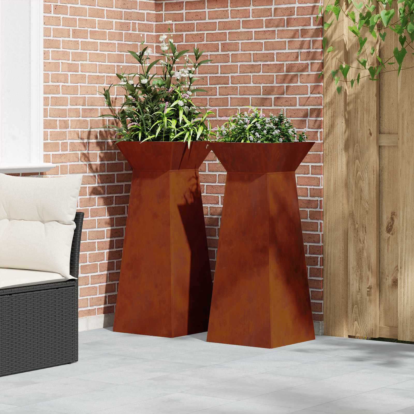Vaso a Pilastro 2 pcs Argento 40 x 40 x 100 cm | homemem39