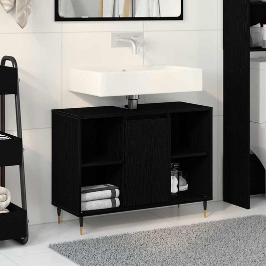 Mobile da Bagno Nero 80 x 33 x 60 cm Legno ingegnerizzato | homemem39