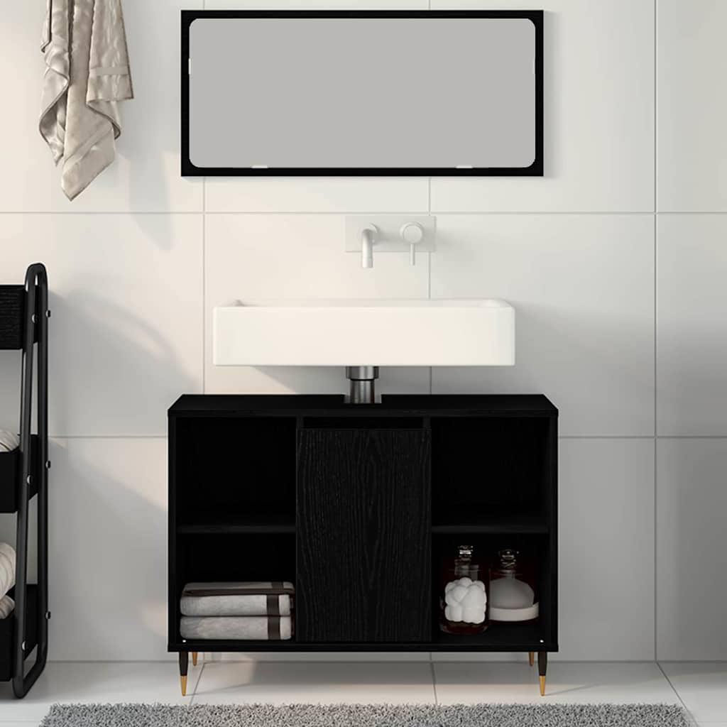 Mobile da Bagno Nero 80 x 33 x 60 cm Legno ingegnerizzato | homemem39