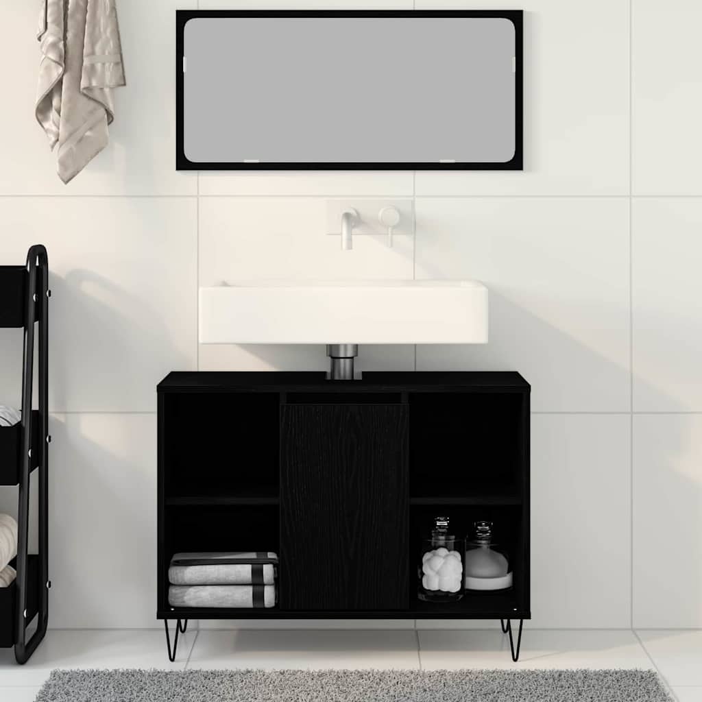 Mobile da Bagno Nero 80 x 33 x 60 cm Legno ingegnerizzato | homemem39