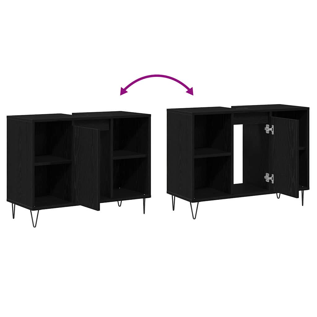 Mobile da Bagno Nero 80 x 33 x 60 cm Legno ingegnerizzato | homemem39