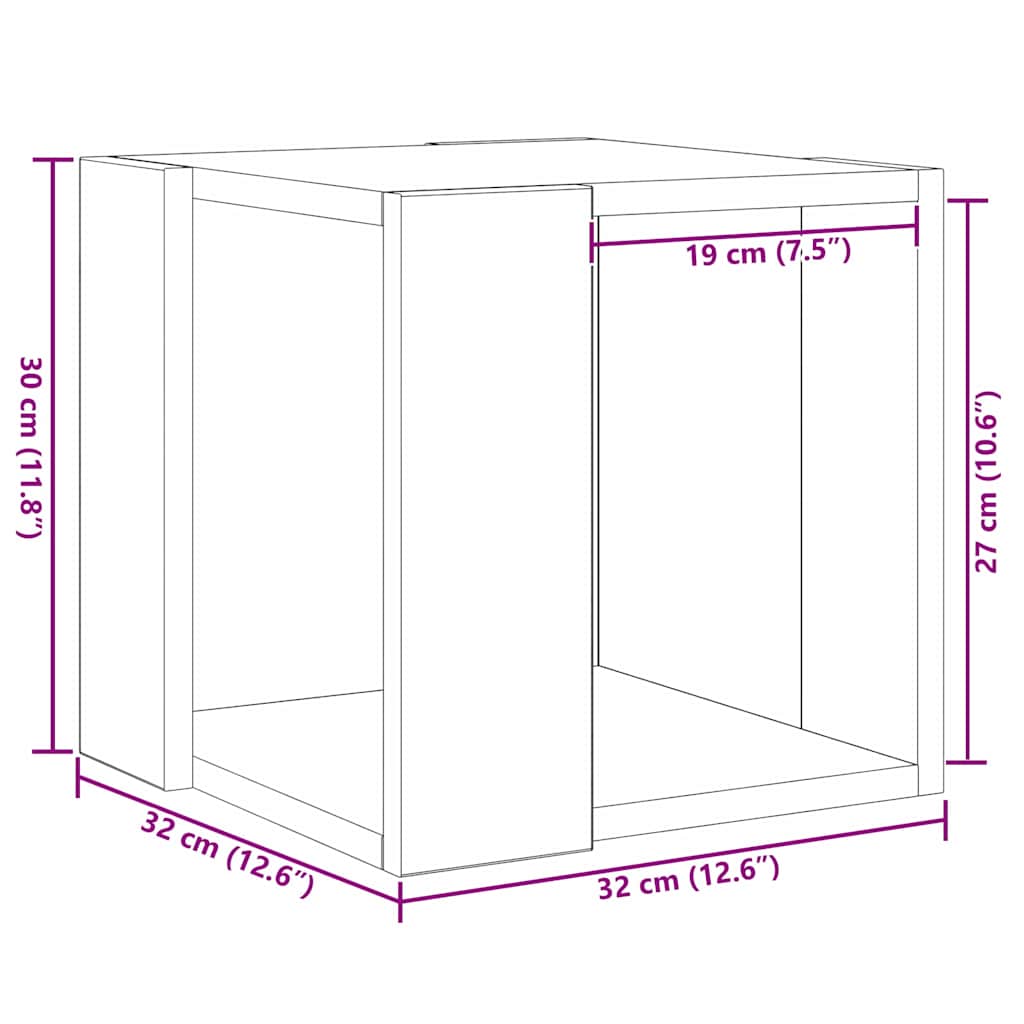 Tavolino da salotto Rovere Nero 32 x 32 x 30 cm