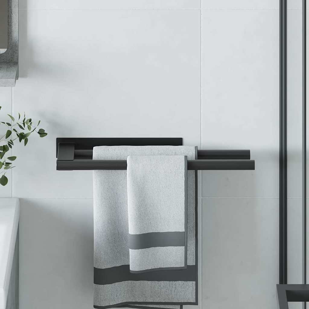 Porta asciugamani Nero 40 x 9 x 4 cm Acciaio inossidabile | homemem39