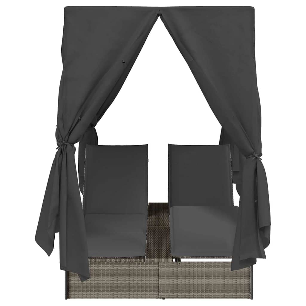 Lettino doppi con Tetto Grigio 205 x 129 x 200 cm Rattan PE